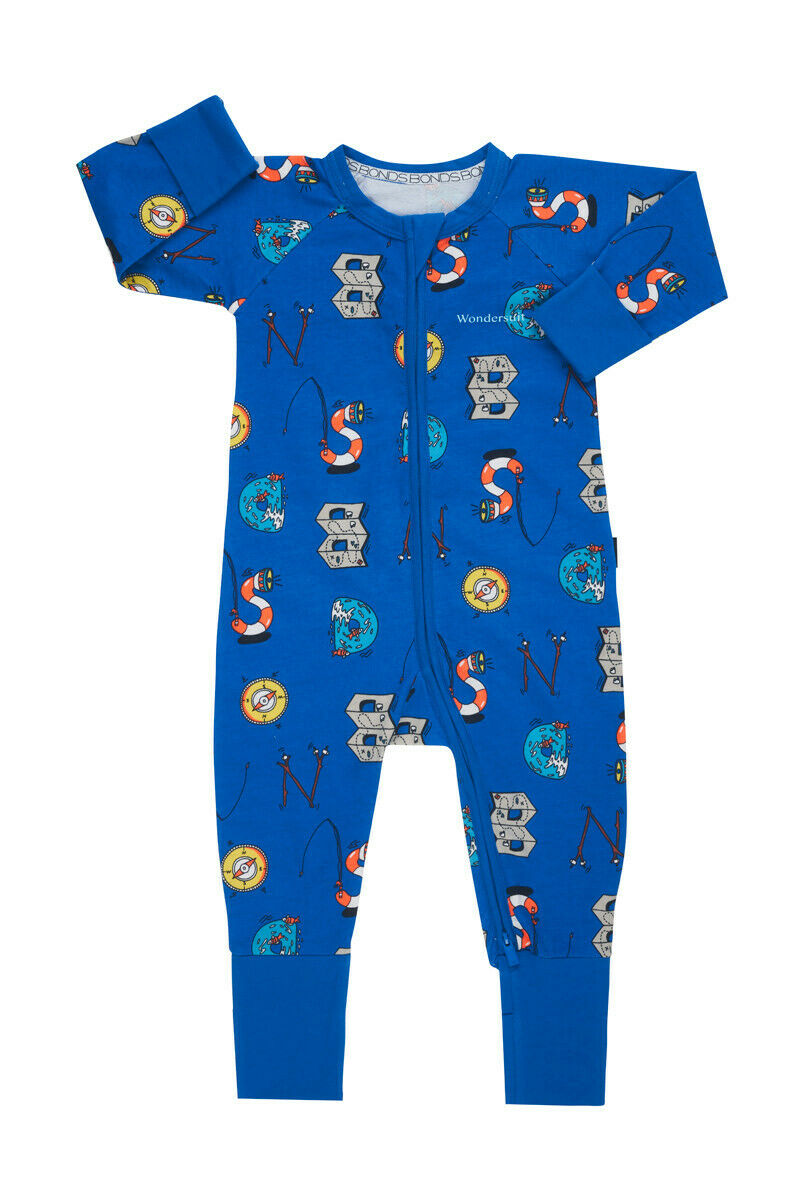Baby Unisex Bonds Baby Zippy Printed Coverall Wondersuit Blue