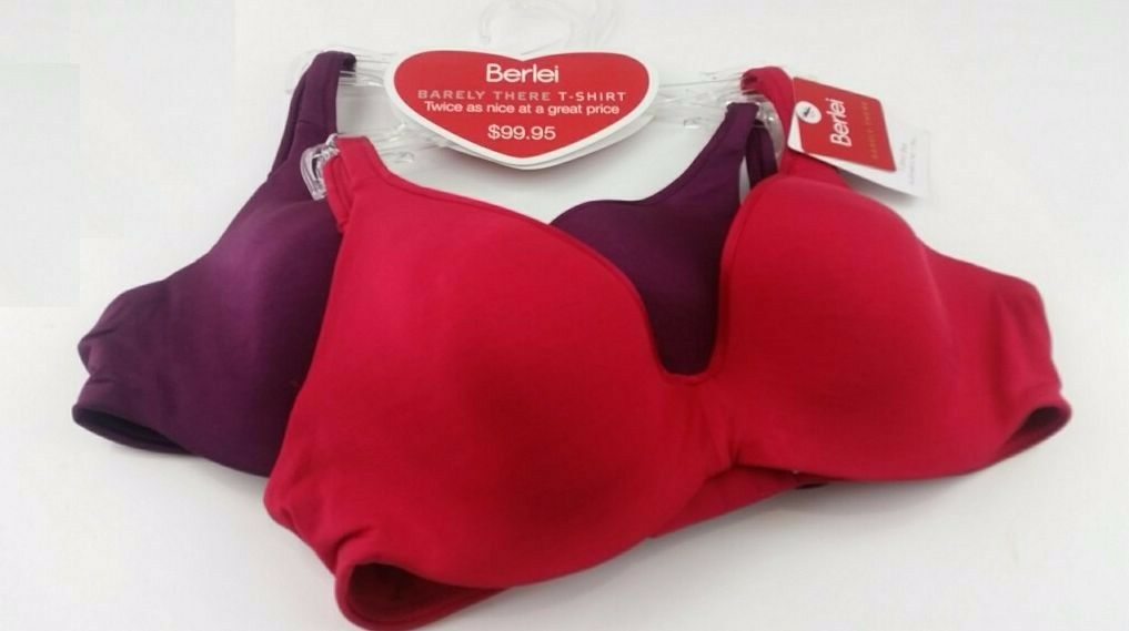 2 Pack Womens Berlei Barely There Contour Underwire Bra Red & Burgundy