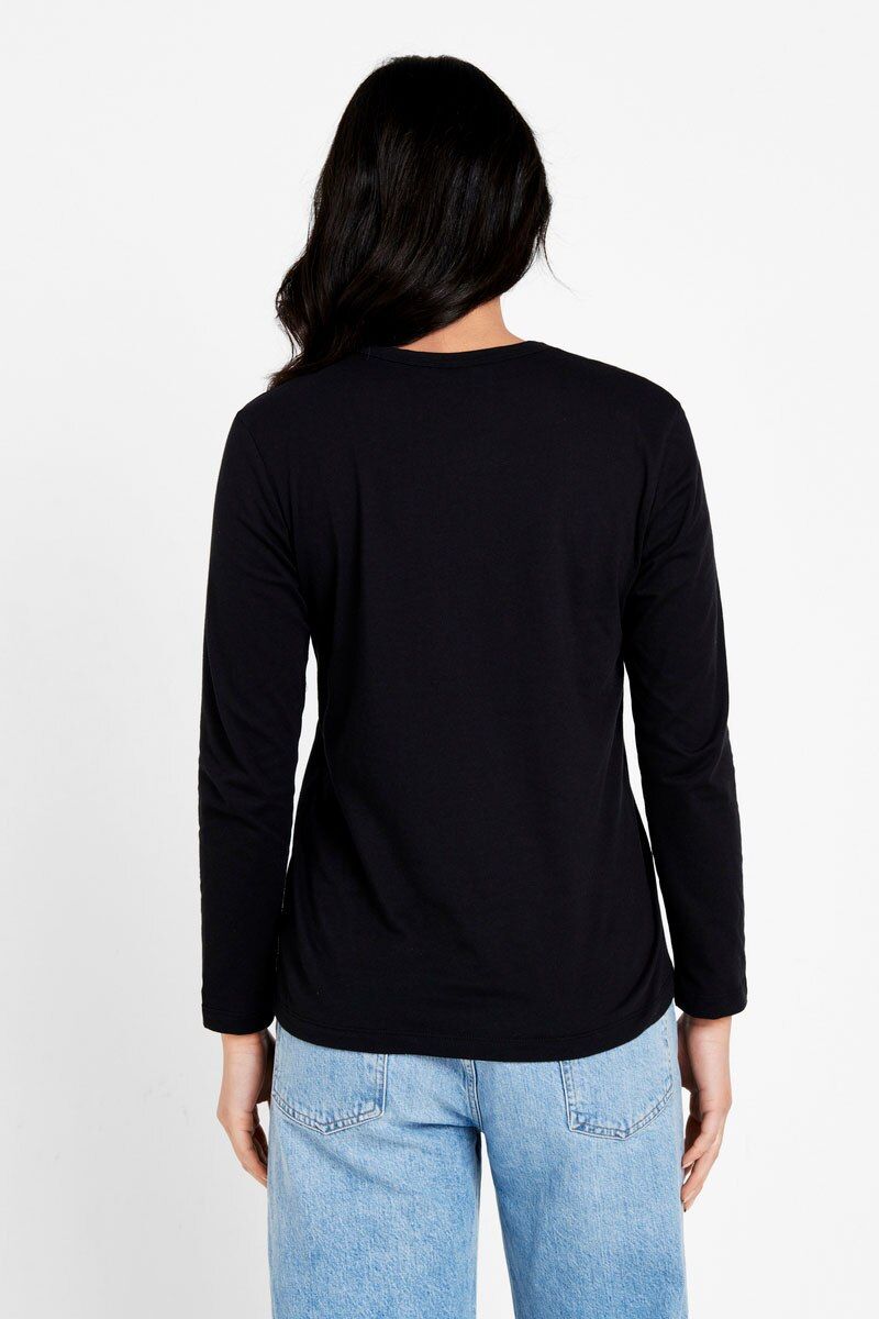 Womens Bonds Long Sleeve Crew T-Shirt Black