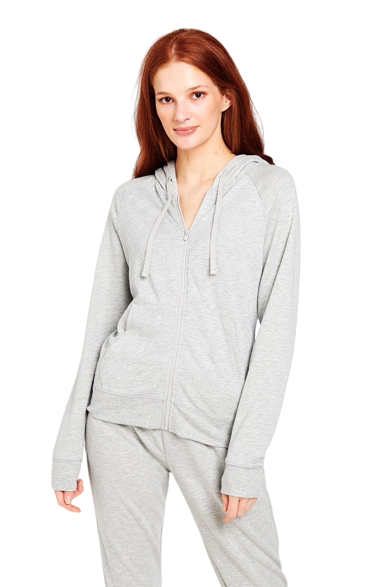 Womens Bonds Essential Zip Hooded Hoodie Shadow Marle