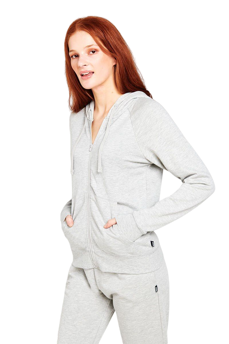 Womens Bonds Essential Zip Hooded Hoodie Shadow Marle