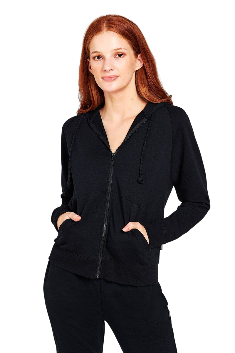 Womens Bonds Essential Zip Hooded Hoodie Black