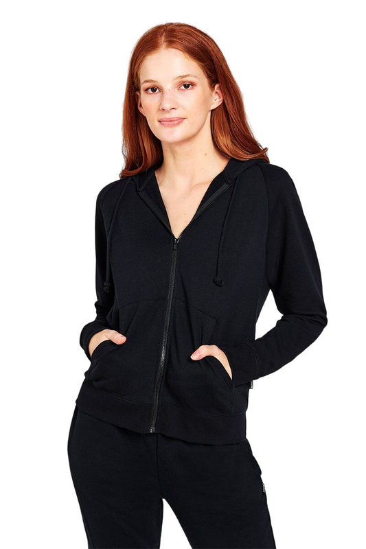 Womens Bonds Essential Zip Hooded Hoodie Black