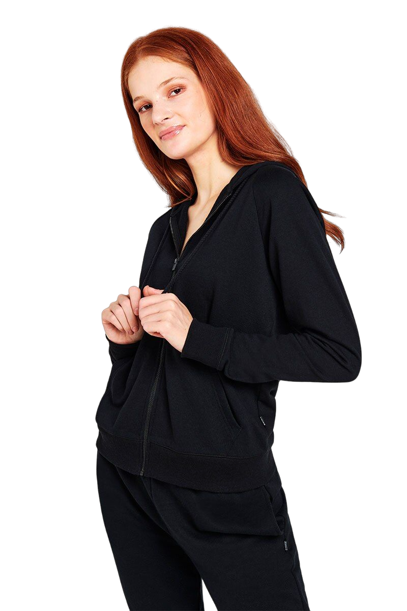 Womens Bonds Essential Zip Hooded Hoodie Black