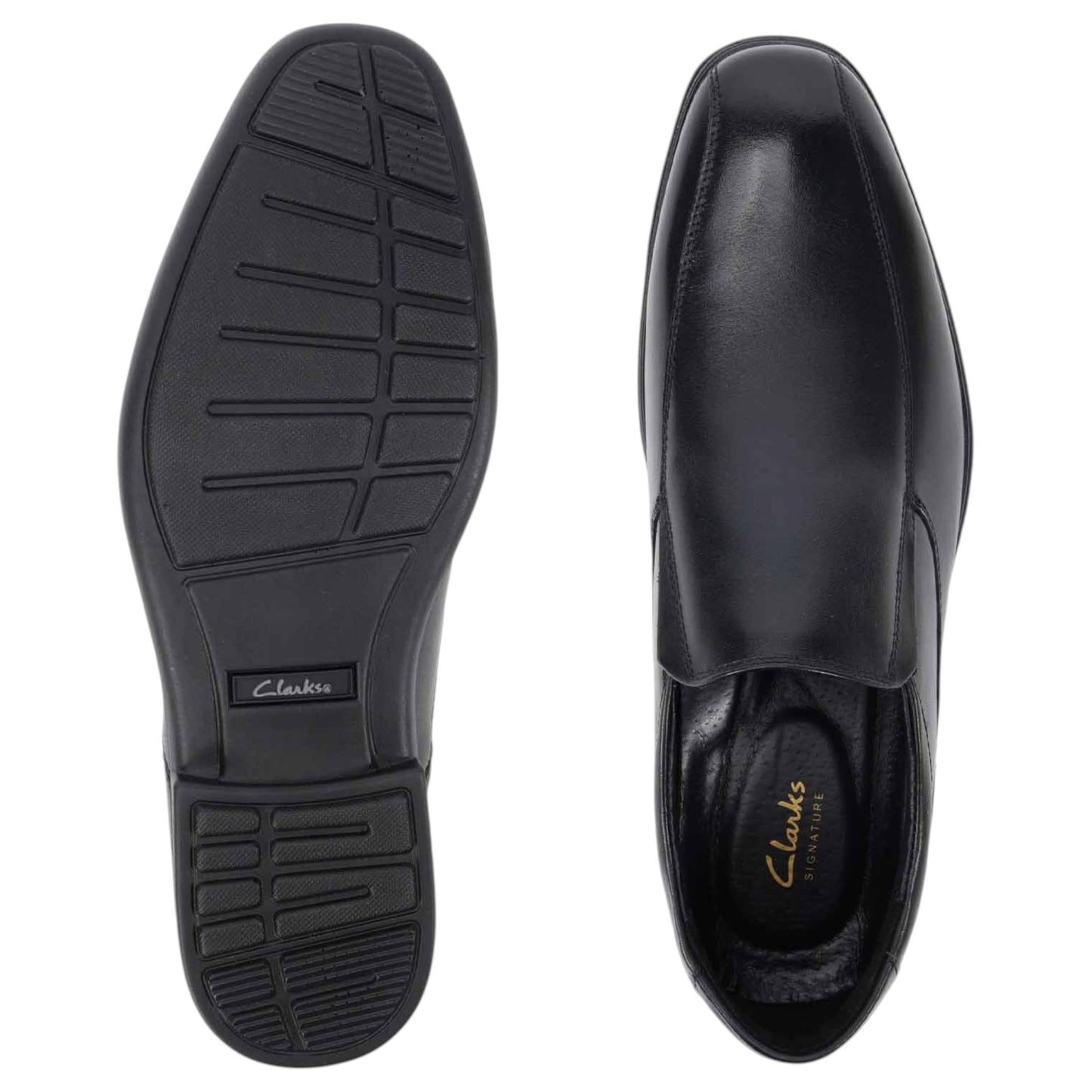 Mens Clarks Derby Dress Slip On Shoes Black