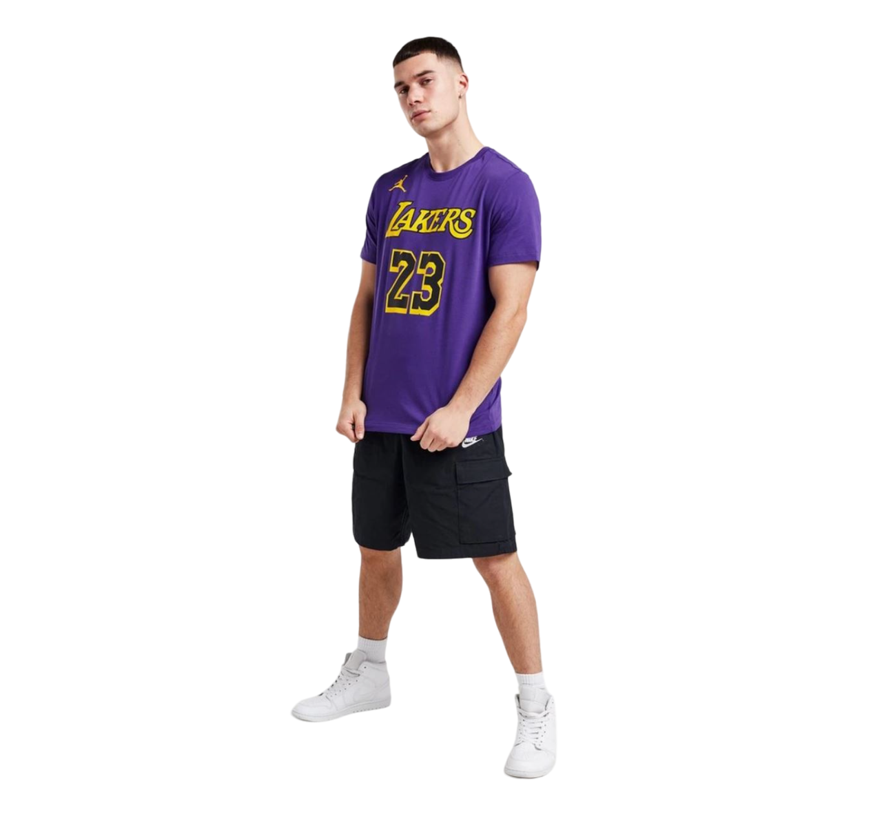 Mens Nike Air Jordan Statement Jersey NBA Lebron James Lakers T-Shirt Purple