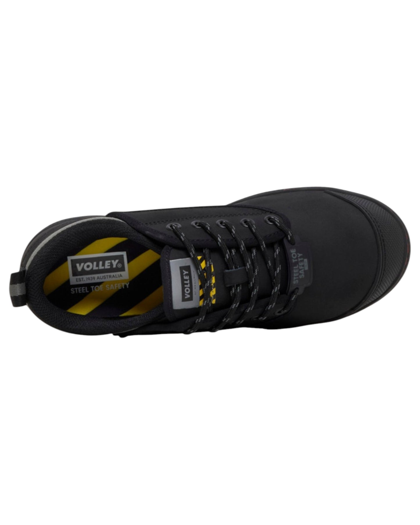 Mens Volley Safety Steel Cap Leather Shoes Black Nubuck