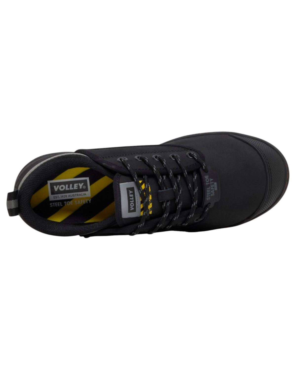 Mens Volley Safety Steel Cap Leather Shoes Black Nubuck