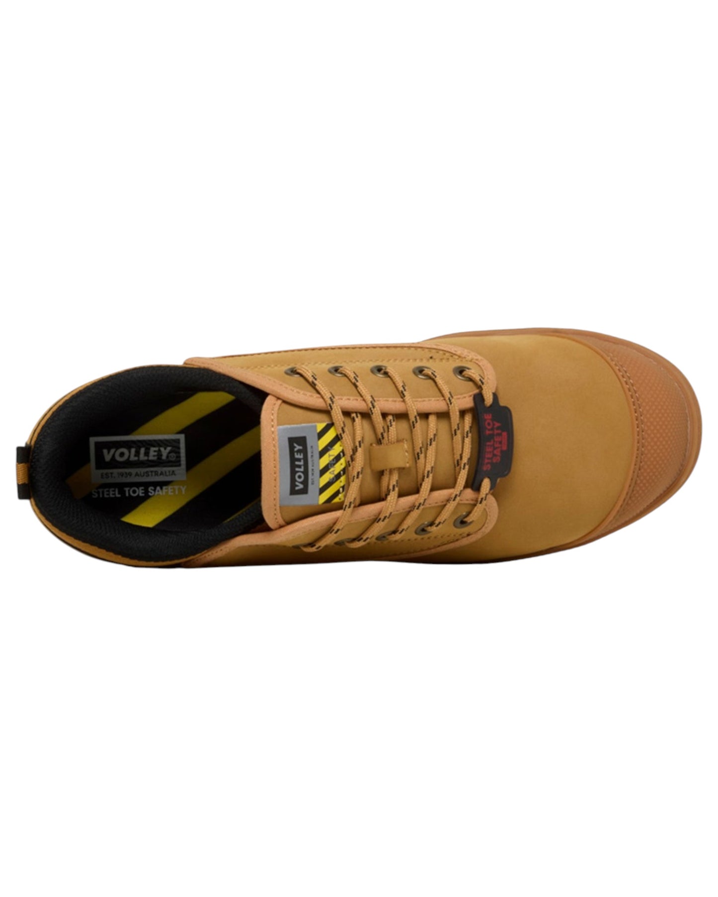 Mens Volley Safety Steel Cap Leather Shoes Tan Nubuck