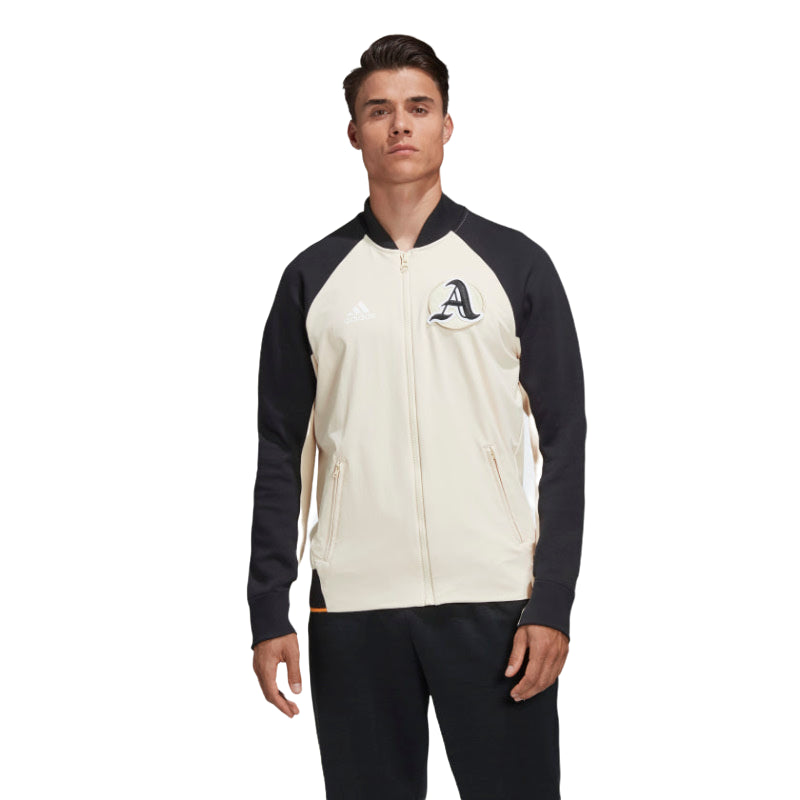 Mens Adidas VRCT Varsity Collegiate Zipup Jacket Linen/Black
