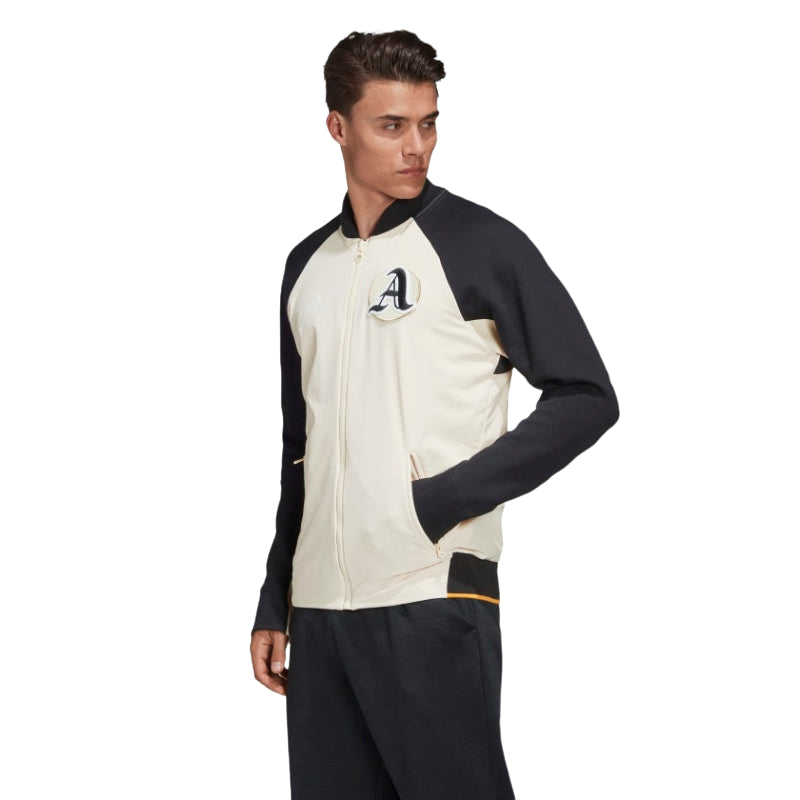 Mens Adidas VRCT Varsity Collegiate Zipup Jacket Linen/Black