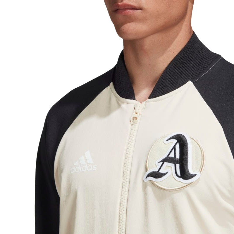 Mens Adidas VRCT Varsity Collegiate Zipup Jacket Linen/Black