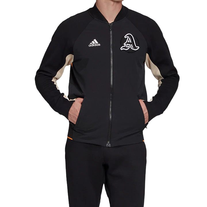 Mens Adidas VRCT Varsity Collegiate Zipup Jacket Black/Black/Real Gold