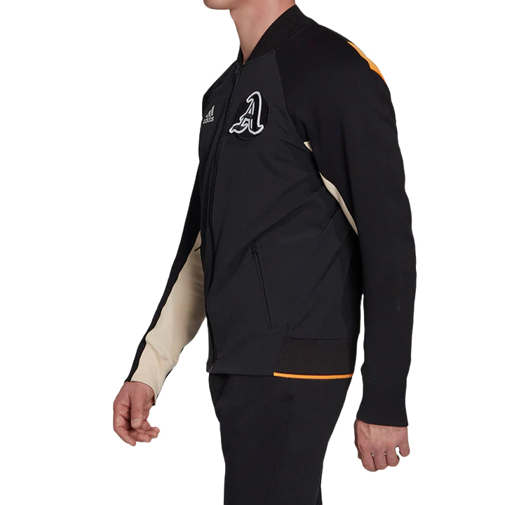 Mens Adidas VRCT Varsity Collegiate Zipup Jacket Black/Black/Real Gold
