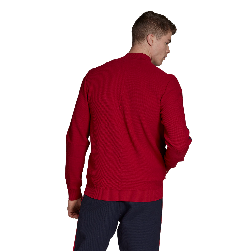 Mens Adidas Knit Track Comfy Casual Jumper Red/Blue