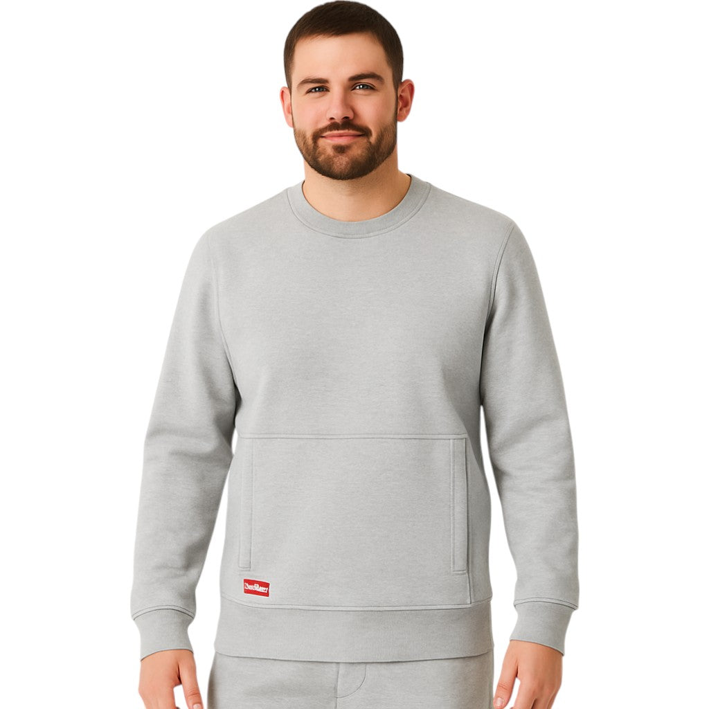 Mens Hard Yakka Crew Neck Fleece Jumper Grey Marle