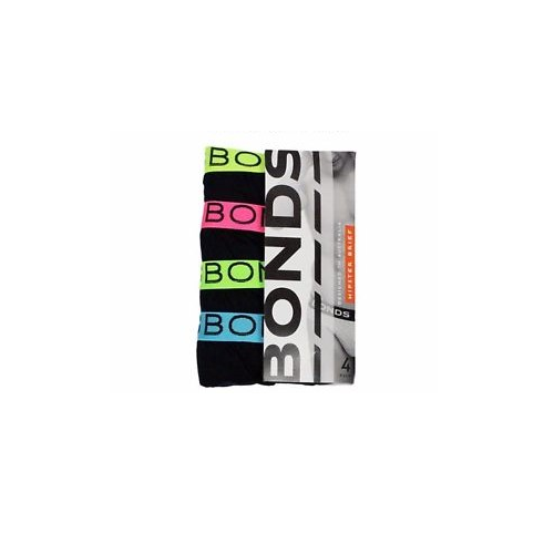 4 Pack Mens Bonds Hipster Briefs Underwear Black Multi