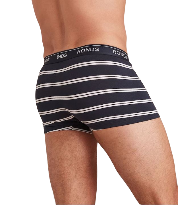 6 Pairs X Mens Bonds Guyfront Trunk Underwear Navy Stripe/Navy