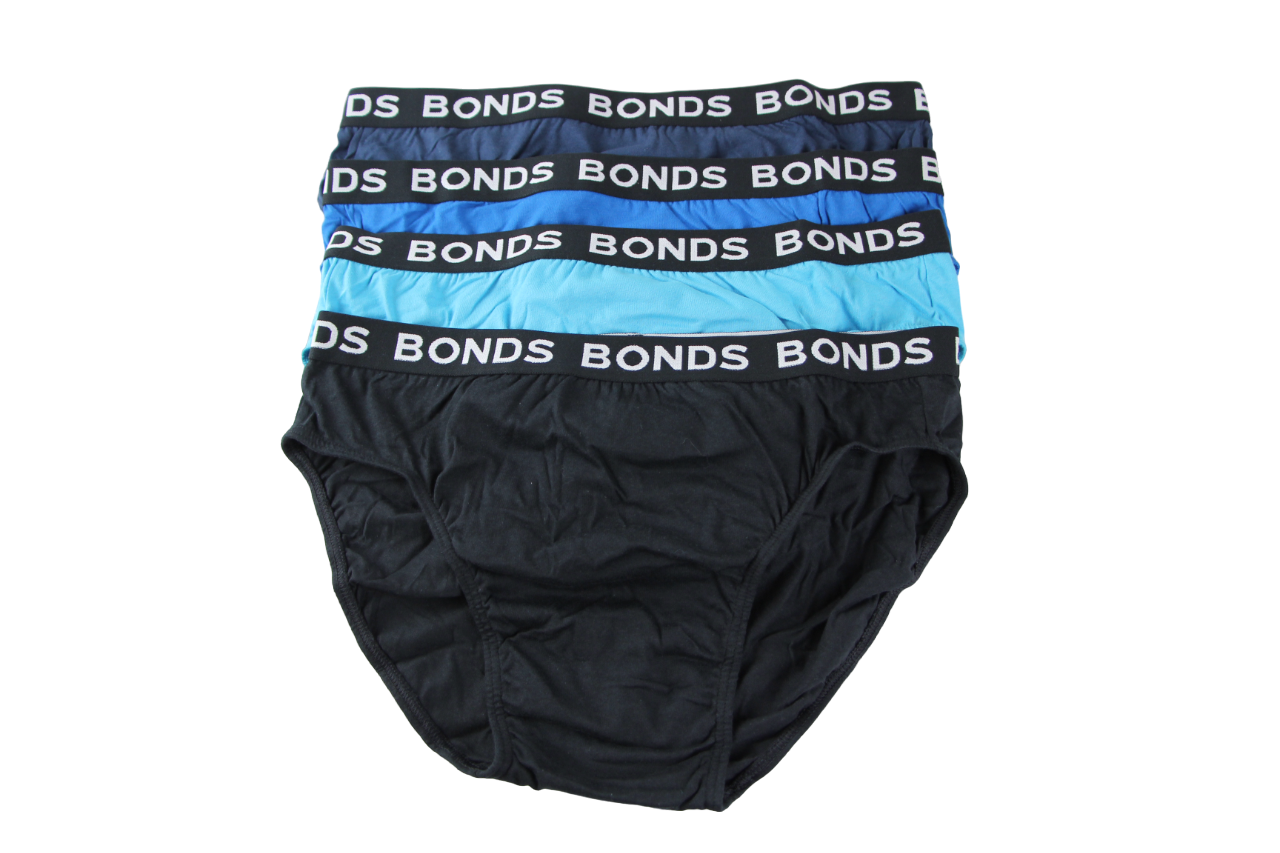 4 Pack Mens Bonds Hipster Briefs Underwear Blue/Black Pack