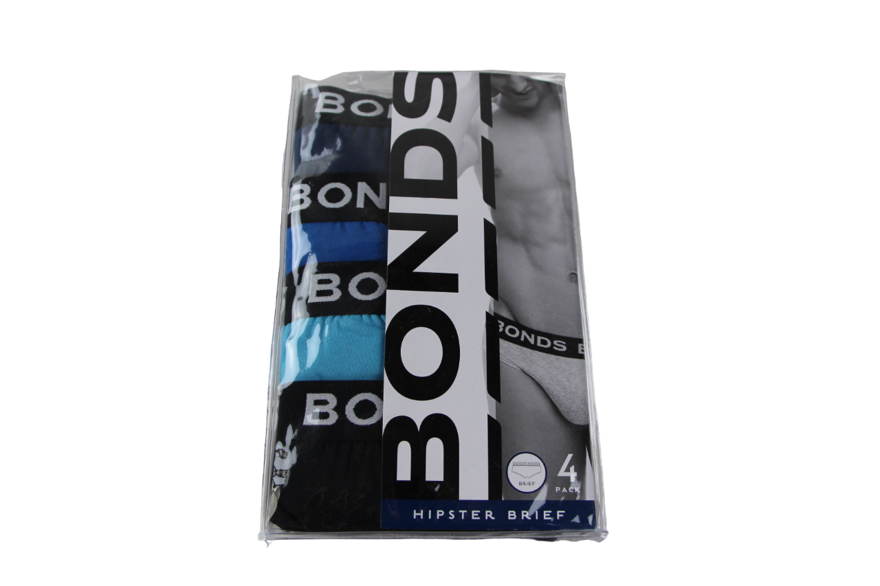 4 Pack Mens Bonds Hipster Briefs Underwear Blue/Black Pack