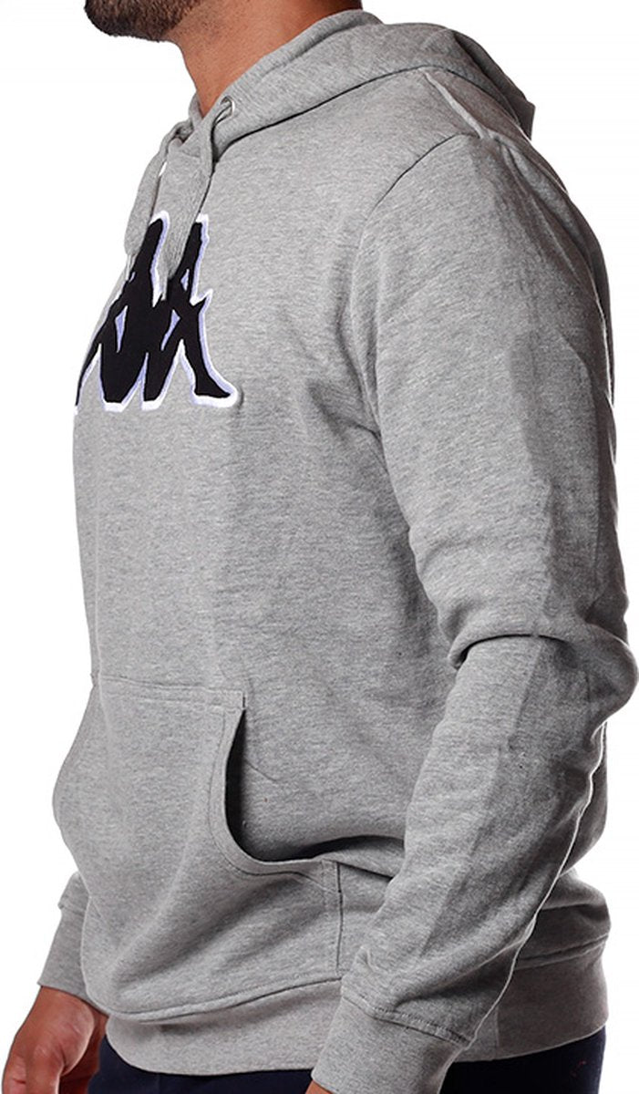 Mens Kappa Logo Tairiti Hooded Sweater 902 Pullover Hoodie Grey/Black
