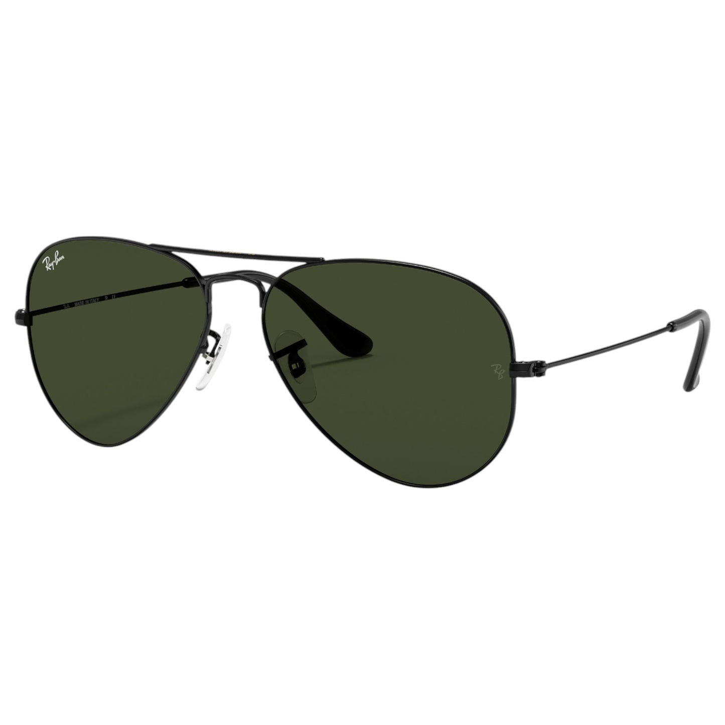 Mens Ray-Ban Aviator RB3025 Sunglasses Polished Black/ Green