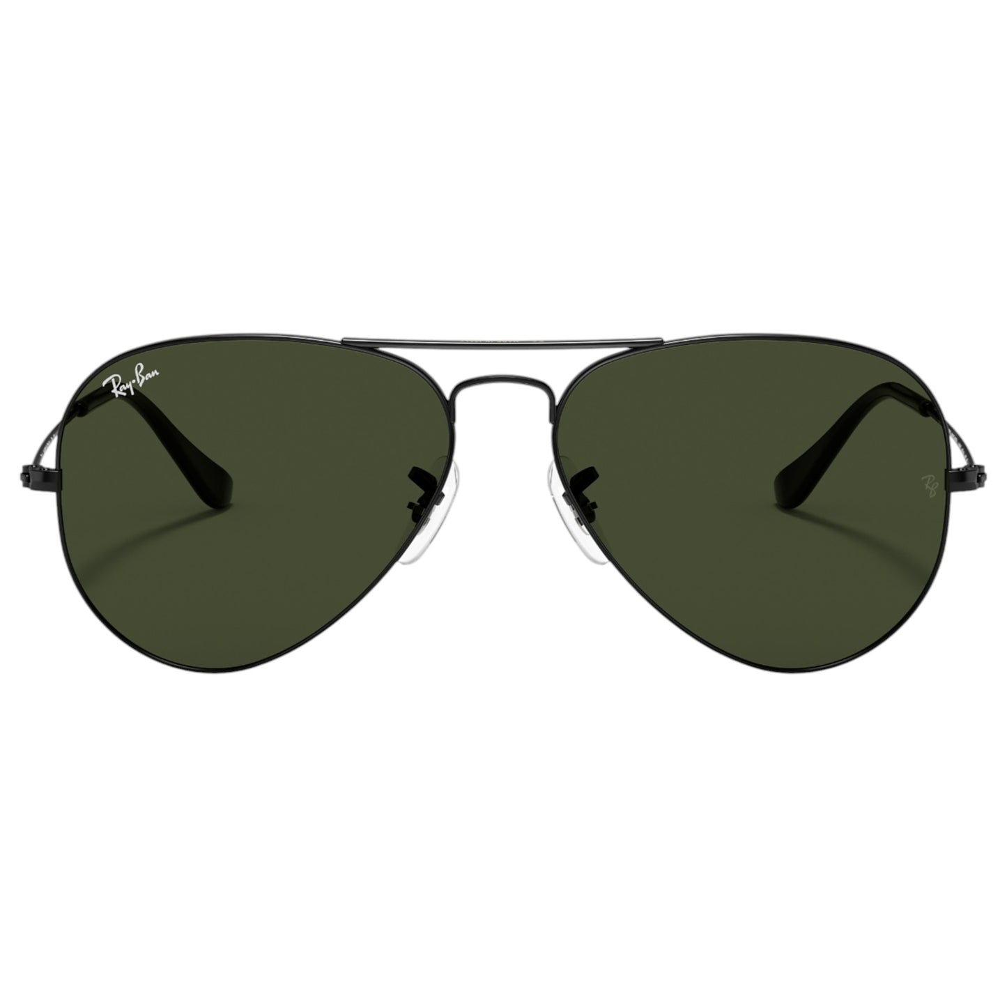Mens Ray-Ban Aviator RB3025 Sunglasses Polished Black/ Green