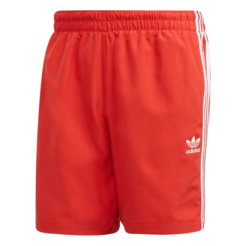 Adidas Mens Lush Red 3-Stripes Swim Shorts Swimwear