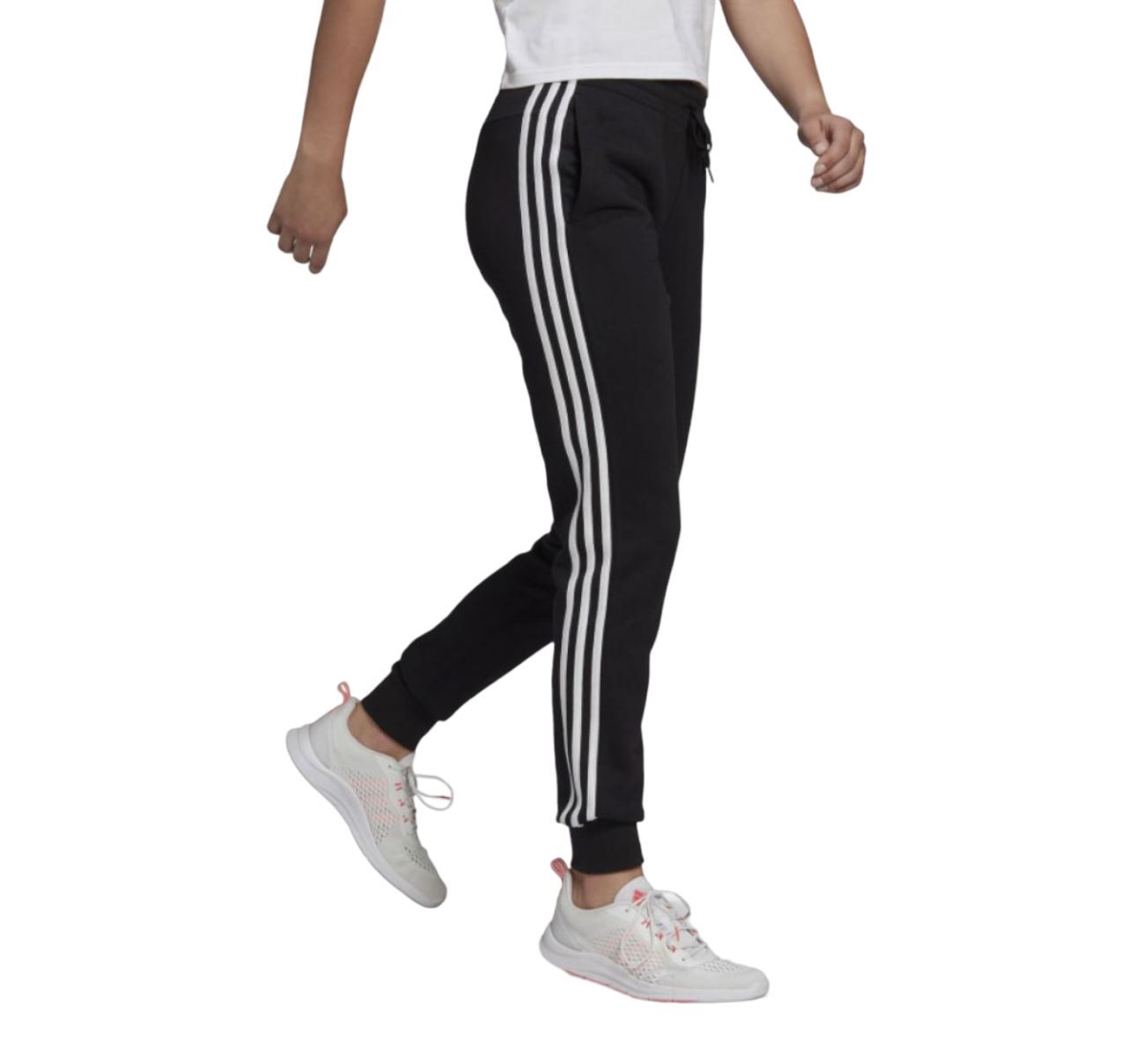 Womens Adidas Essentials French Terry Logo 3-Stripes Trackies Black