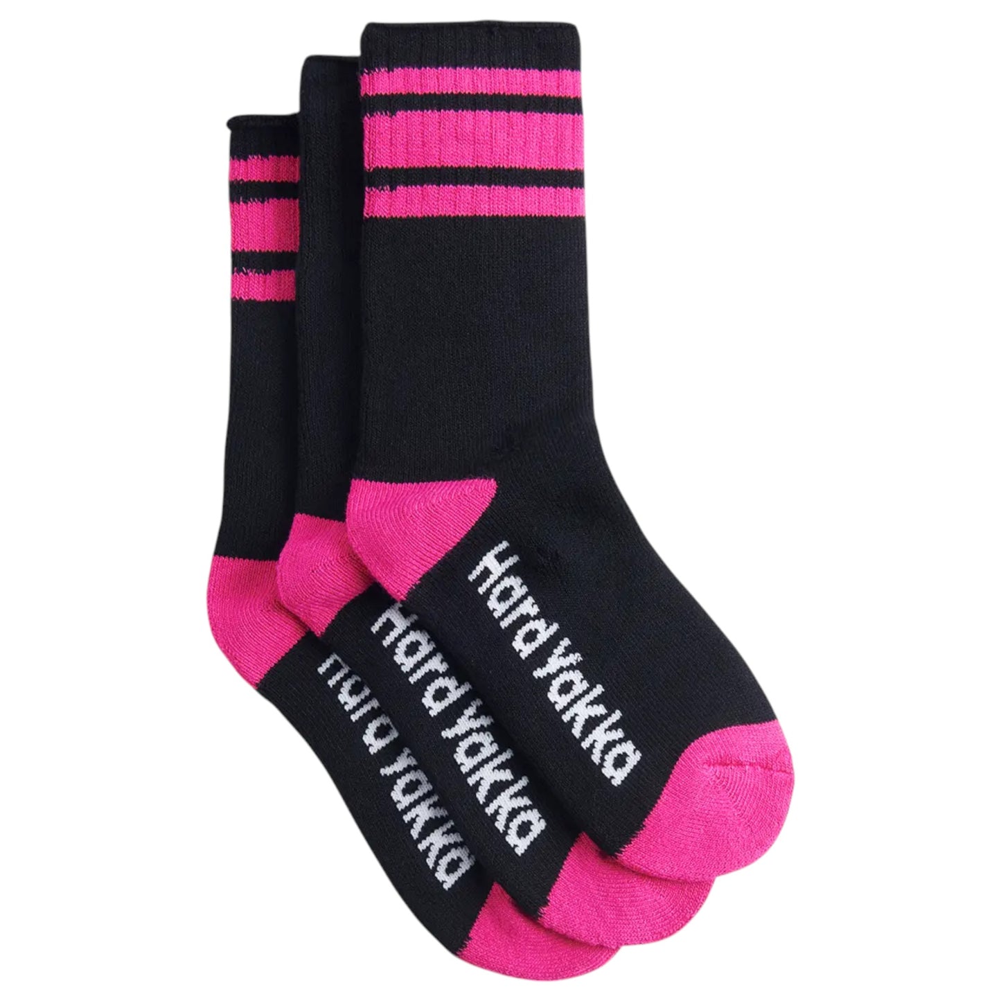 3 Pack Womens Hard Yakka Bamboo Work Crew Socks Black/Pink