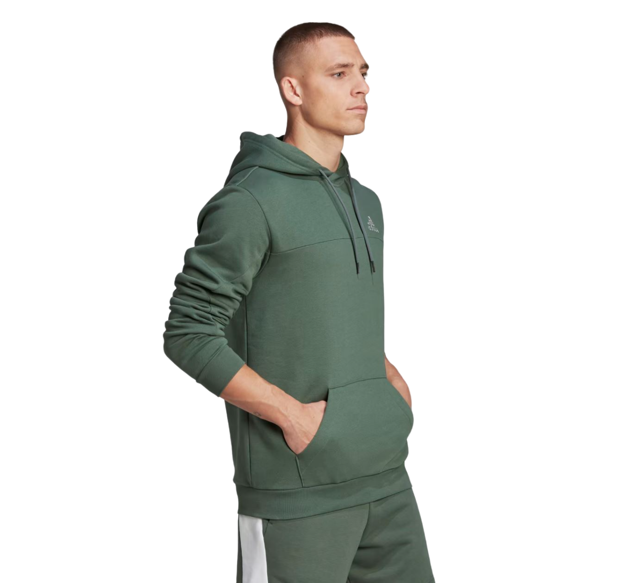 Mens Adidas Stadium Fleece Badge of Sport Hoodie Green