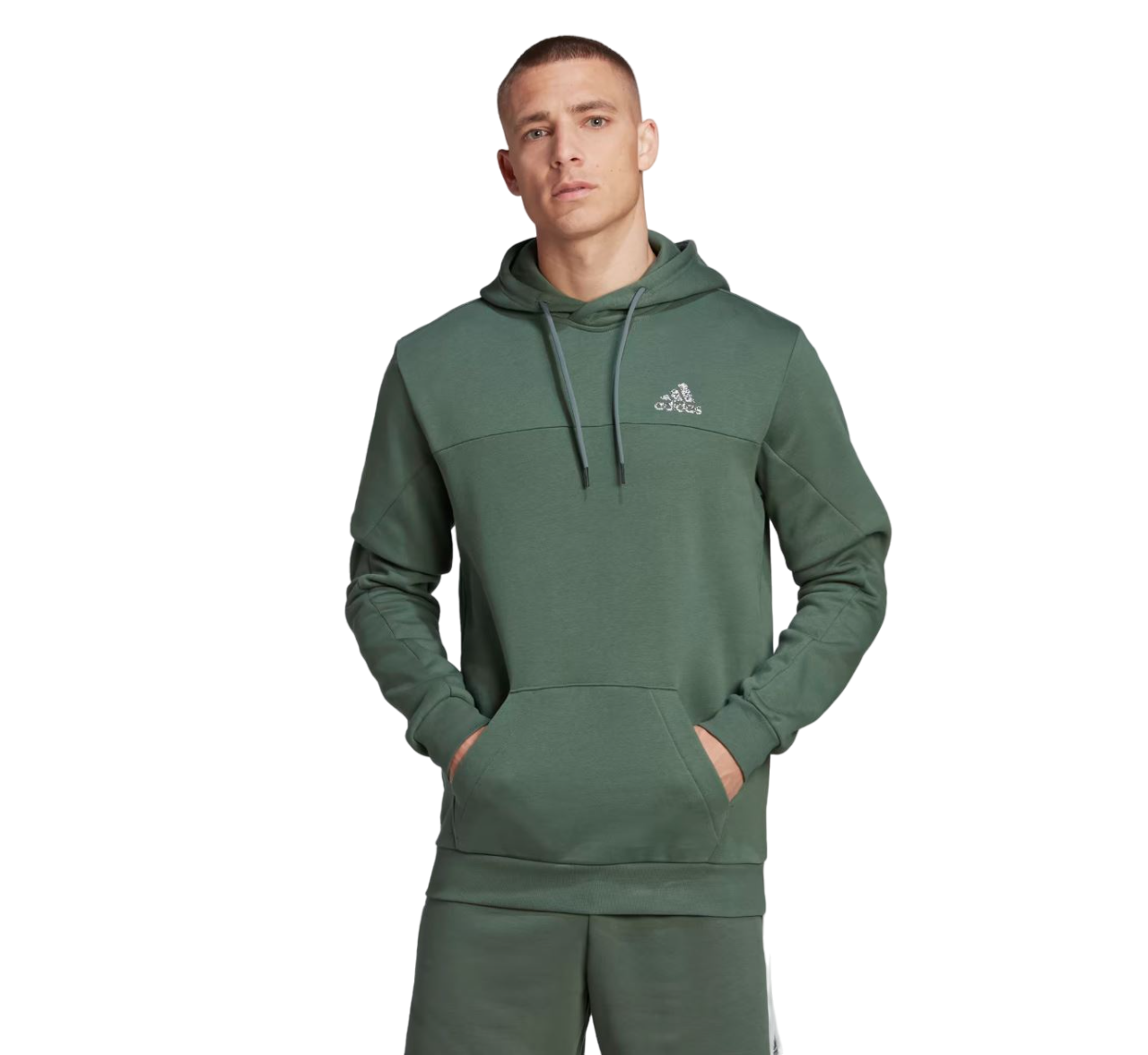 Mens Adidas Stadium Fleece Badge of Sport Hoodie Green