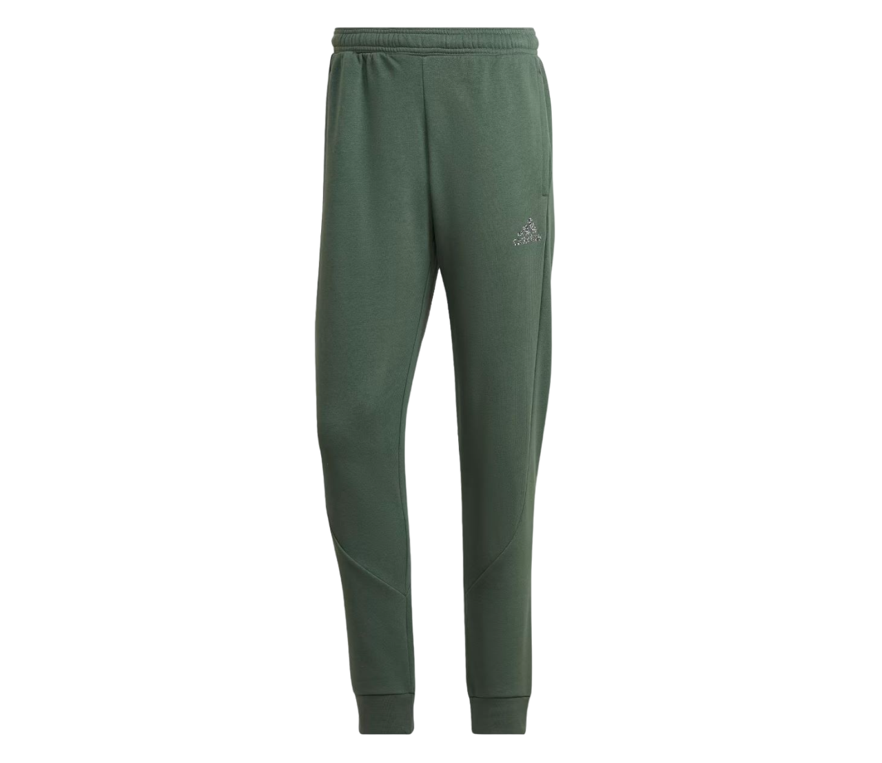 Mens Adidas Stadium Fleece Badge of Sport Green Cuffed Trackies Green