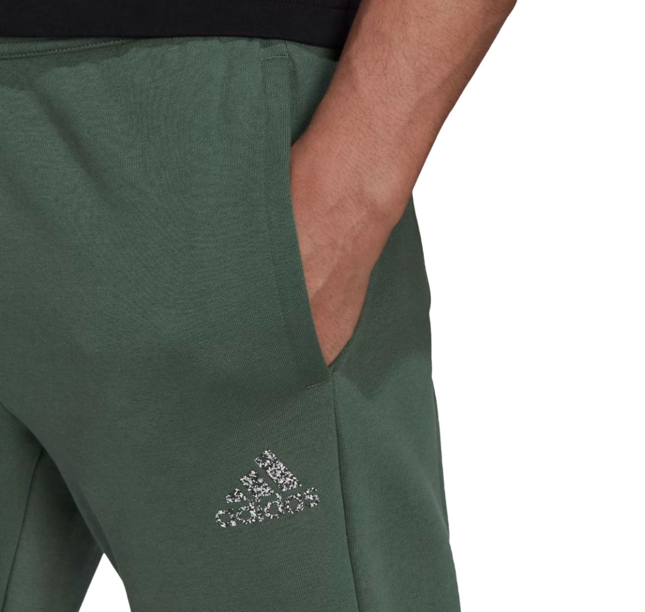 Mens Adidas Stadium Fleece Badge of Sport Green Cuffed Trackies Green