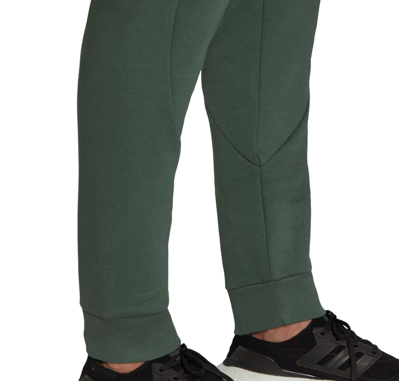 Mens Adidas Stadium Fleece Badge of Sport Green Cuffed Trackies Green