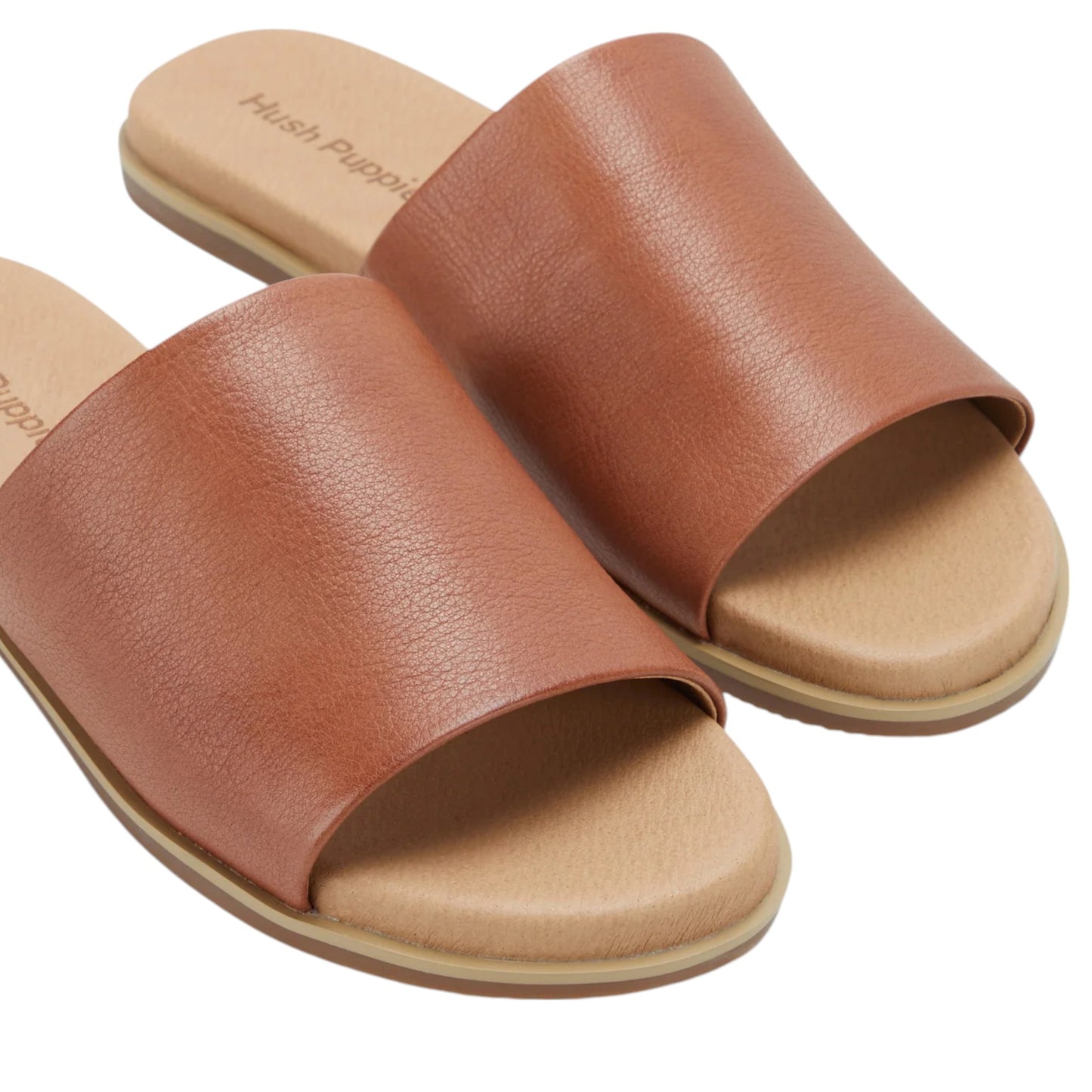 Womens Hush Puppies Paradise Slides Dark Tan