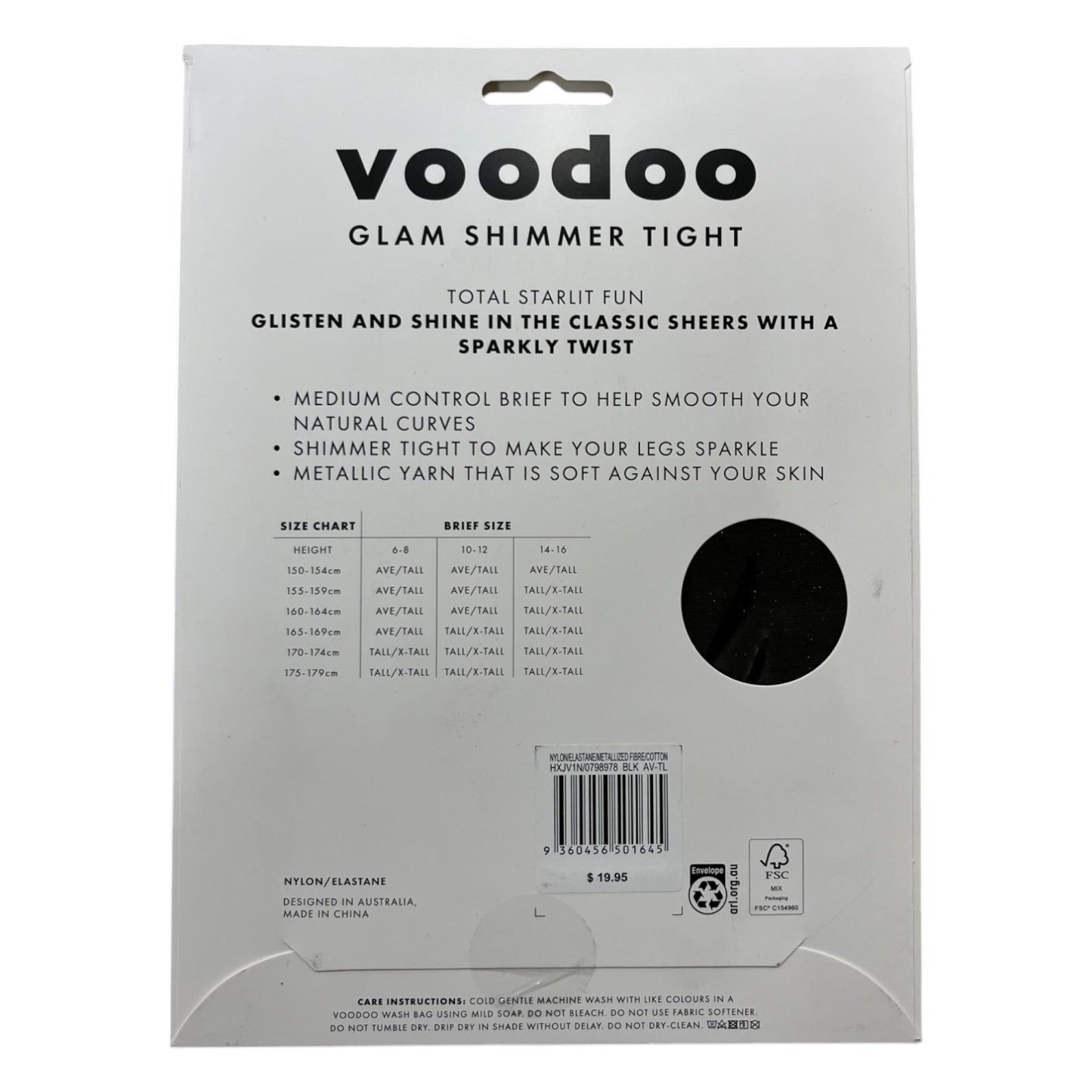 Womens Voodoo 15 Denier Glam Shimmer Tight Stockings Black