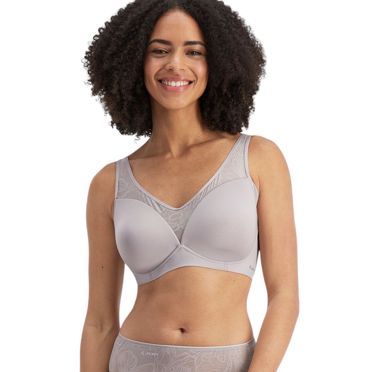 Womens Jockey No Panty Line Promise Bloom Wirefree Bra Parisian Grey