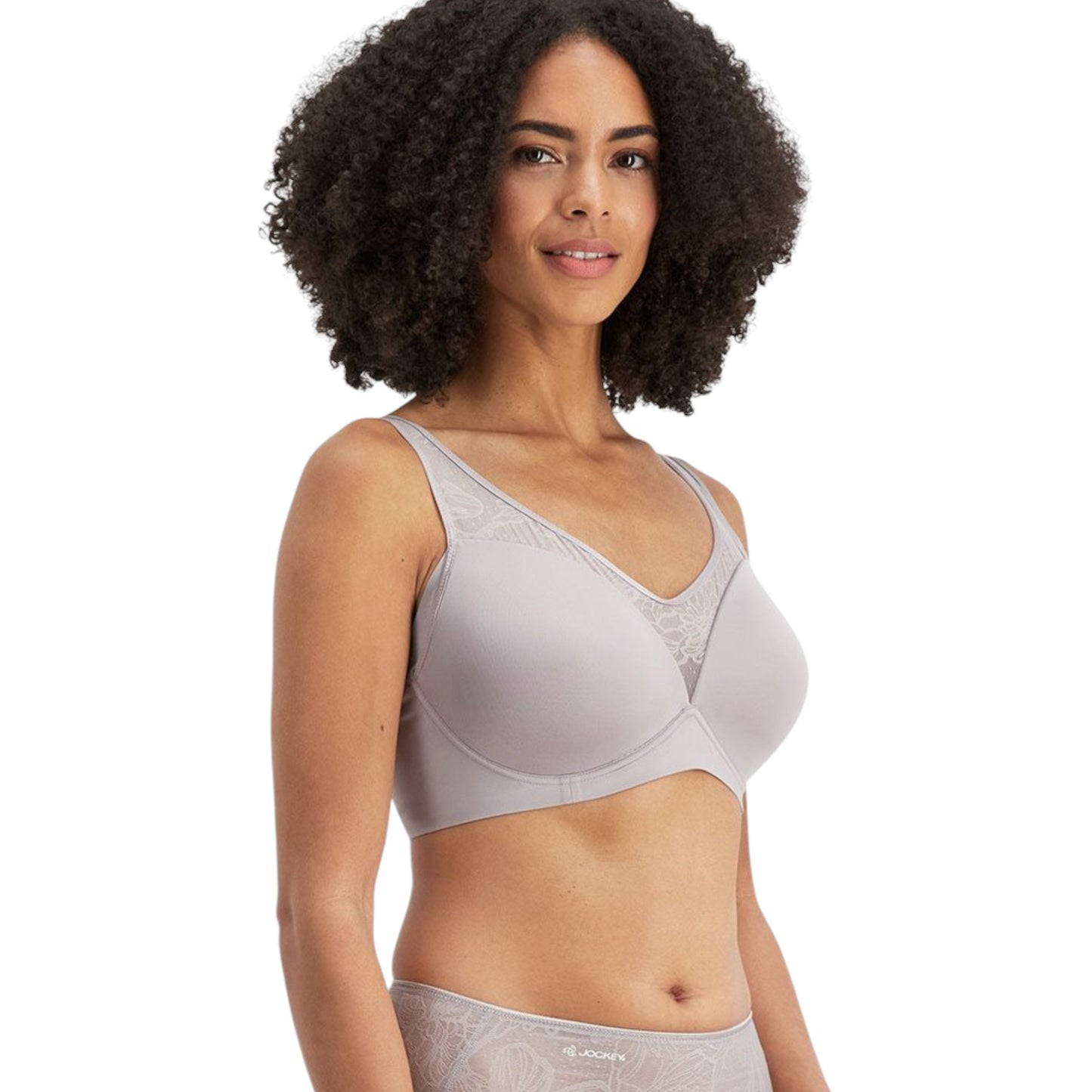 Womens Jockey No Panty Line Promise Bloom Wirefree Bra Parisian Grey