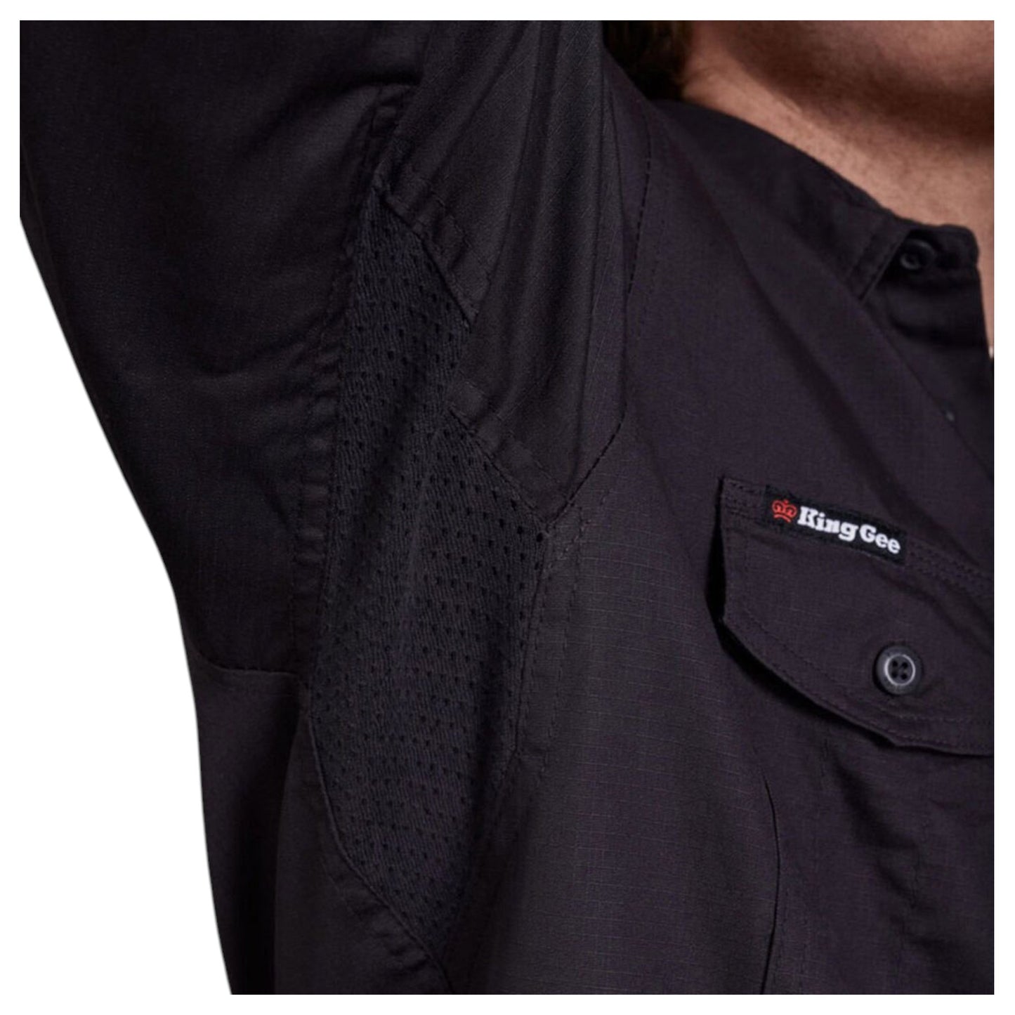 Mens KingGee Workcool 2 Lightweight Ripstop Long Sleeve Work Shirt Charcoal