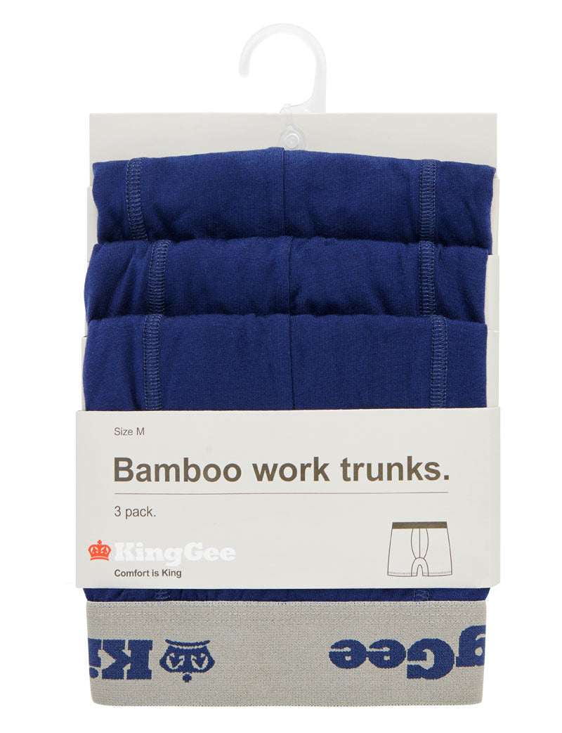 3 Pack Mens KingGee Bamboo Work Trunk - 3 Pack Trunks Underwear Navy