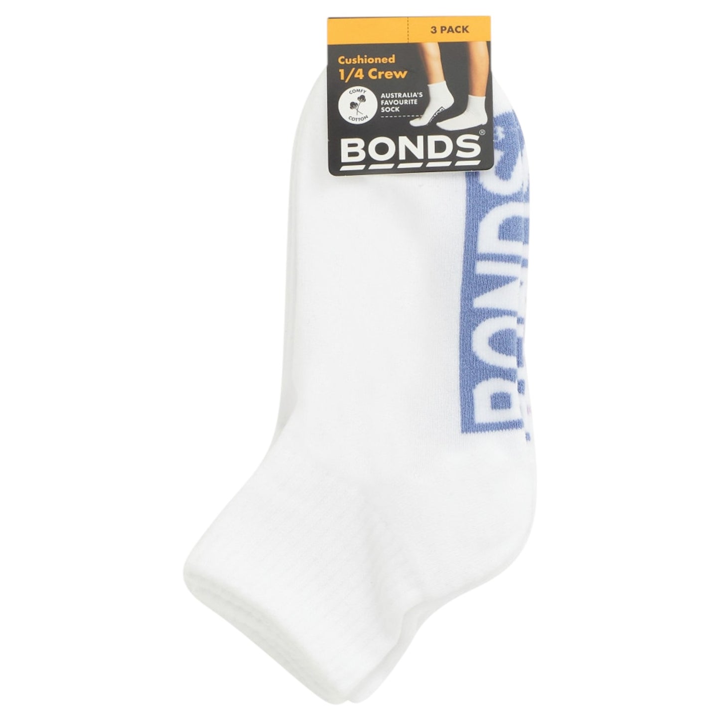 3 Pack Kids Bonds Logo Cushioned Quarter Crew White