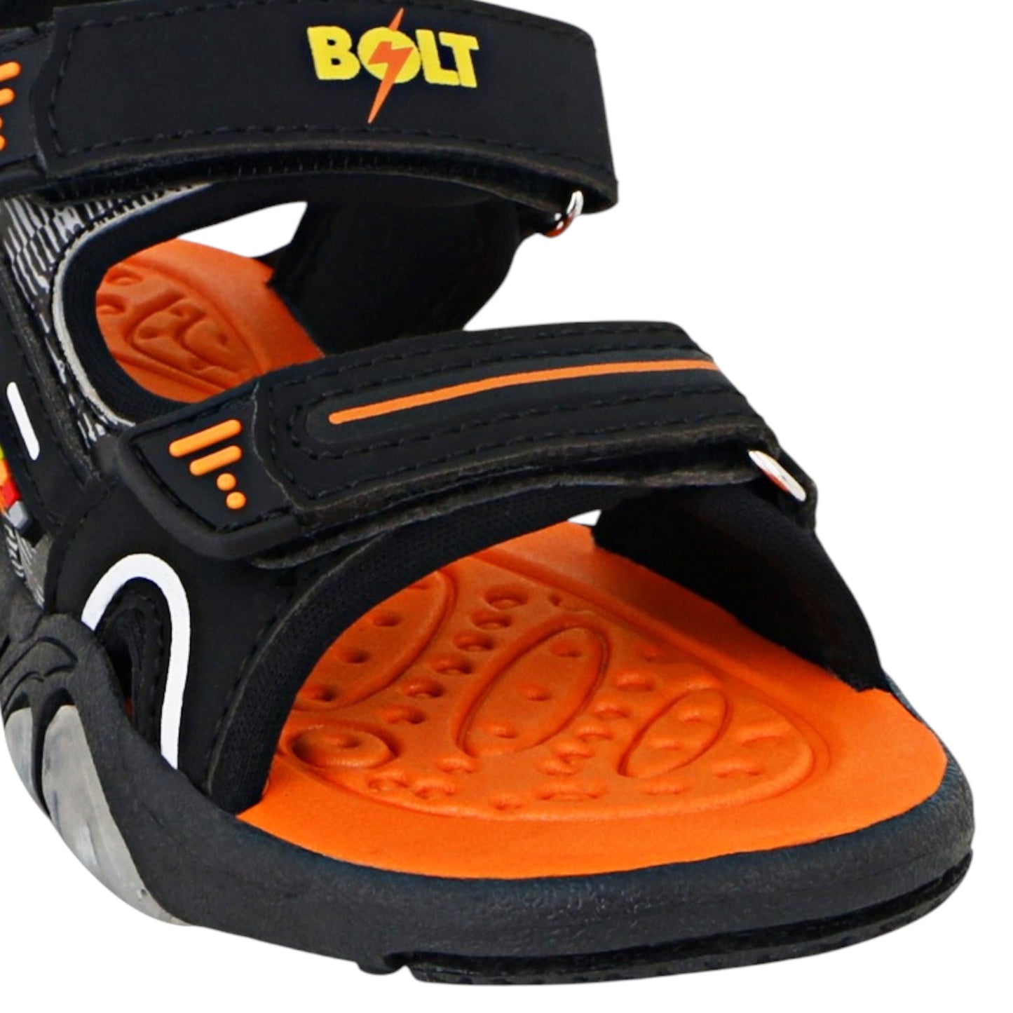 Kids Boys Lightning Bolt Lawson Sandals Black/ Orange