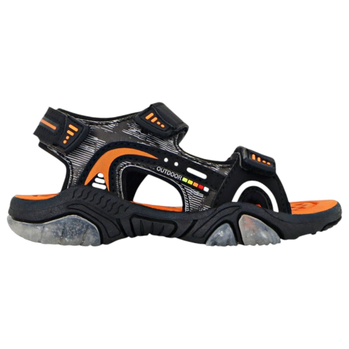 Kids Boys Lightning Bolt Lawson Sandals Black/ Orange