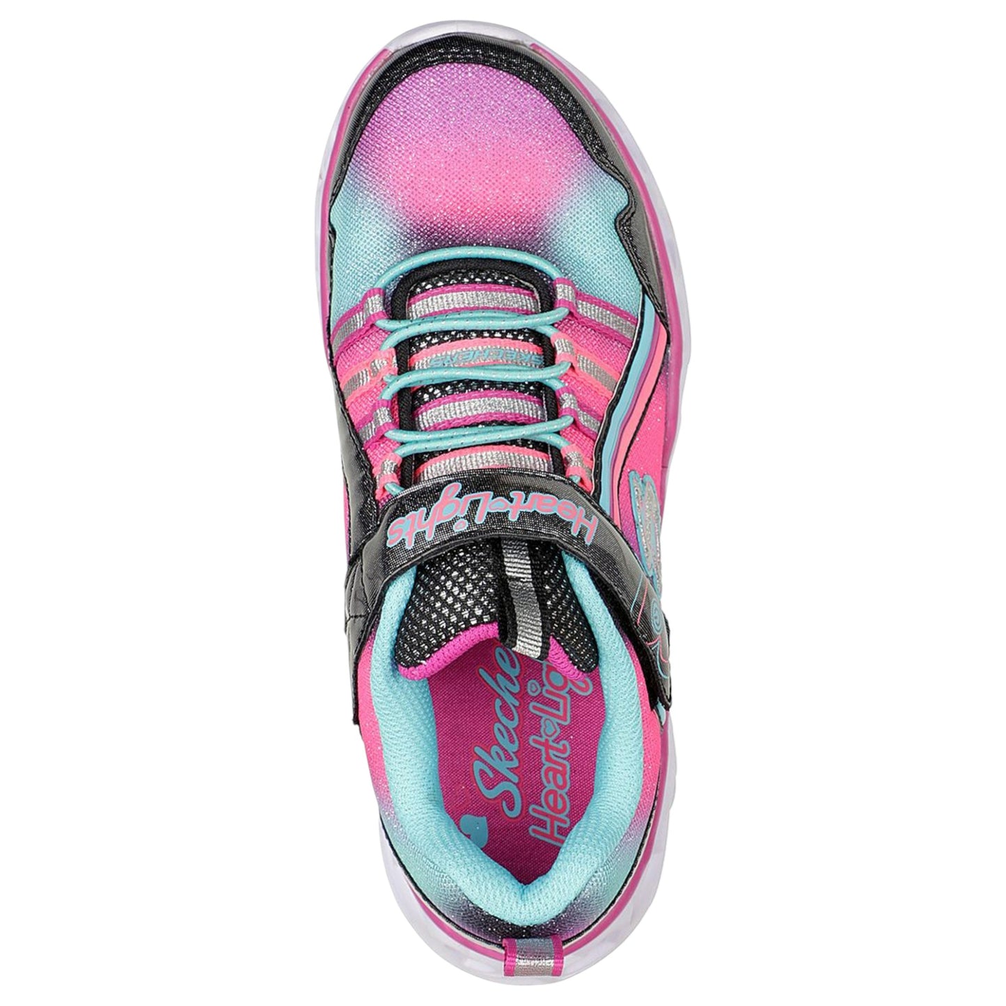 Kids Girls Skechers Heart Lights Rainbow Lux Shoes Black / Multi