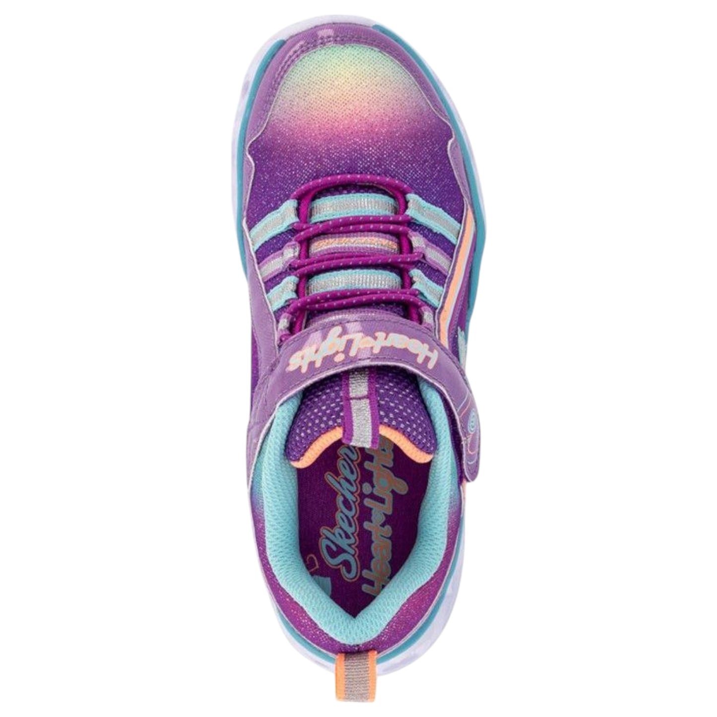 Kids Girls Skechers Heart Lights Rainbow Lux Shoes Purple / Multi