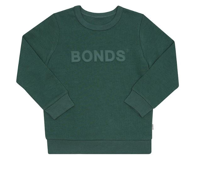 Unisex Kids Bonds Tech Sweats Pullover Jumper Green