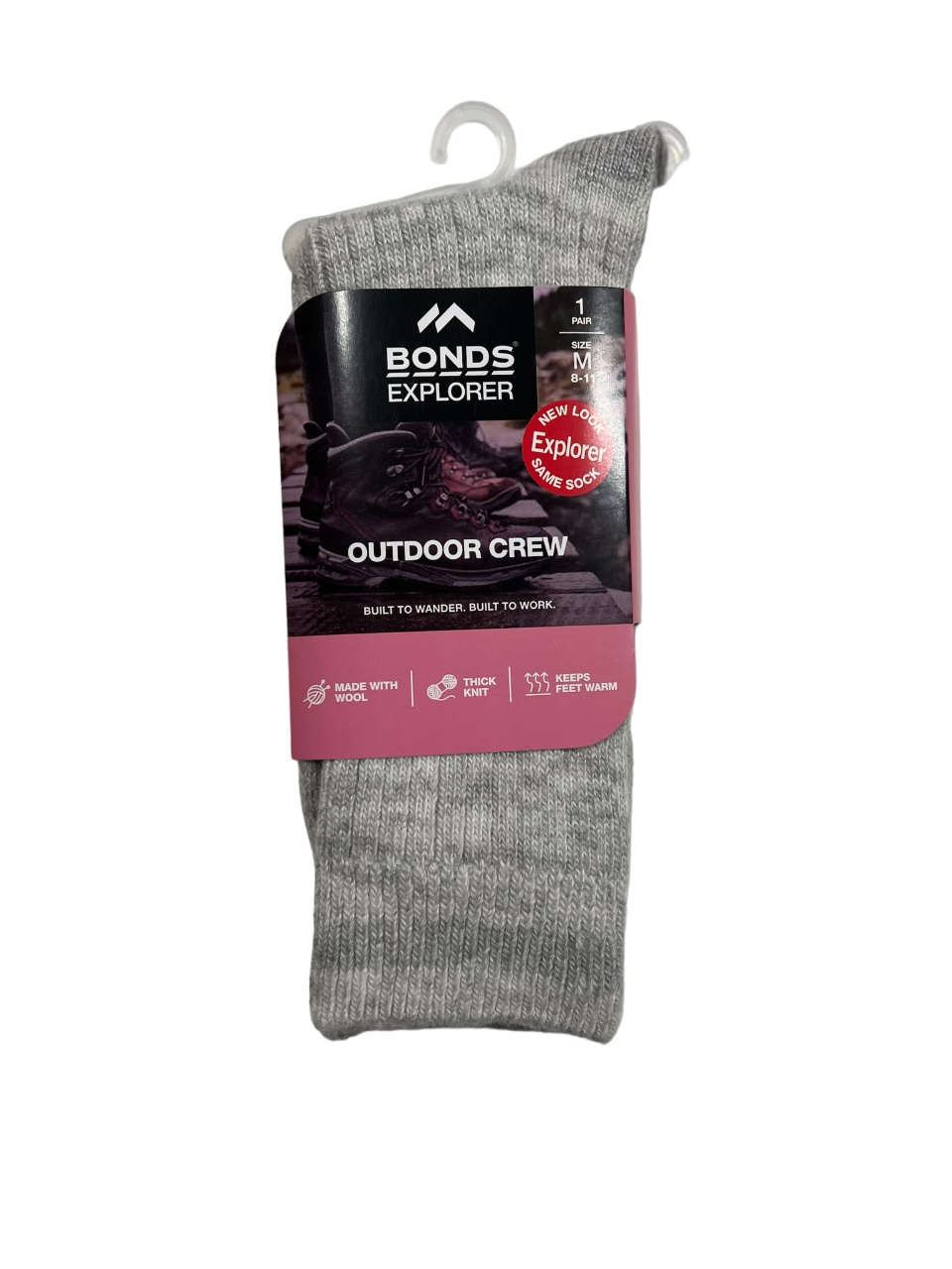 Womens Bonds Outdoor Wool Crew Socks Grey