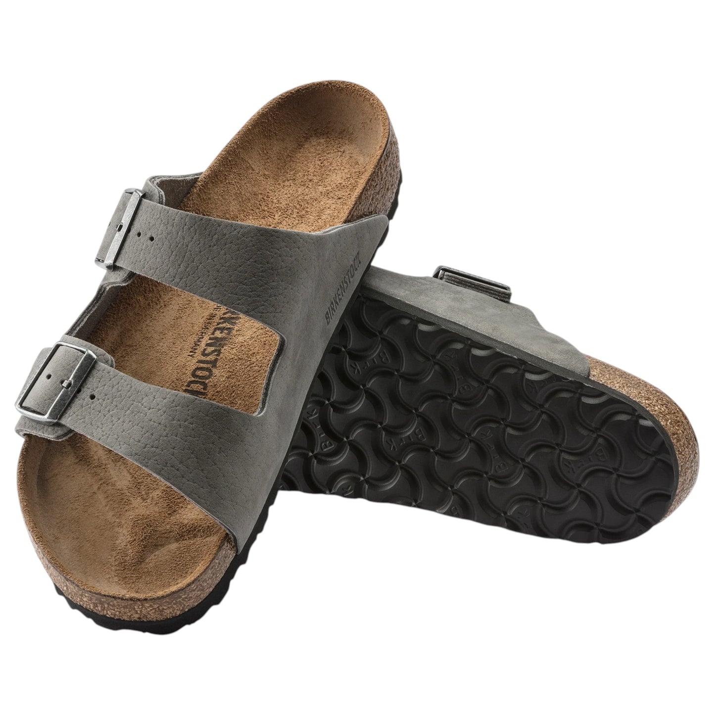 Mens Birkenstock Arizona Desert Buck Nubuck Leather Regular Sandals Whale Grey