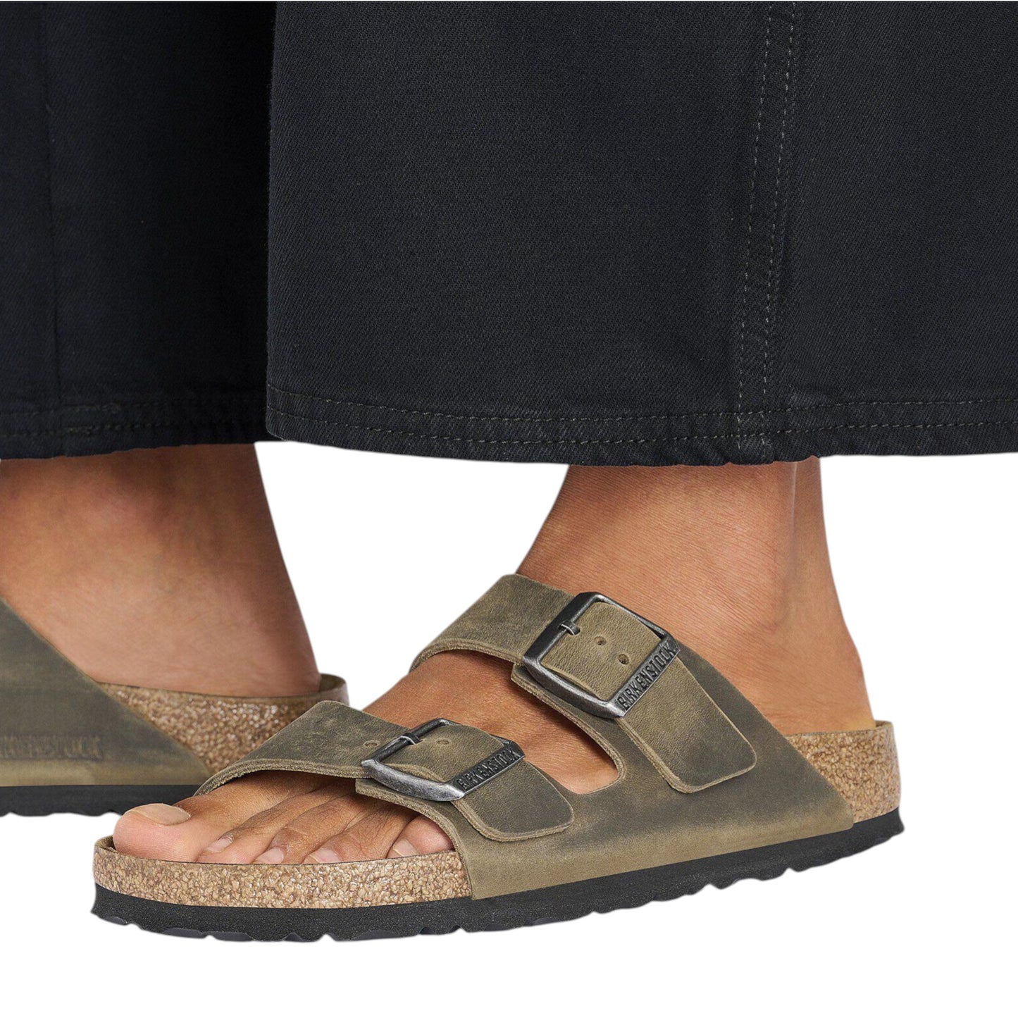 Mens Birkenstock Arizona Oiled Leather Regular Sandals Khaki